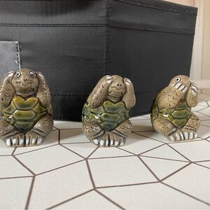 Charming Turtle Figurine Set - Green and Brown set of 3